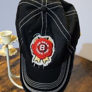 Jim Beam Whiskey Hat Cap Snapback Trucker Mesh Back Logo Fitted Black